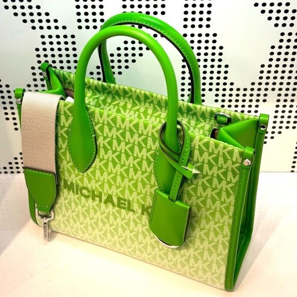 Michael Kors Mirella Small Ombré Signature Logo Crossbody Bag Jungle Green - Picture 7 of 9